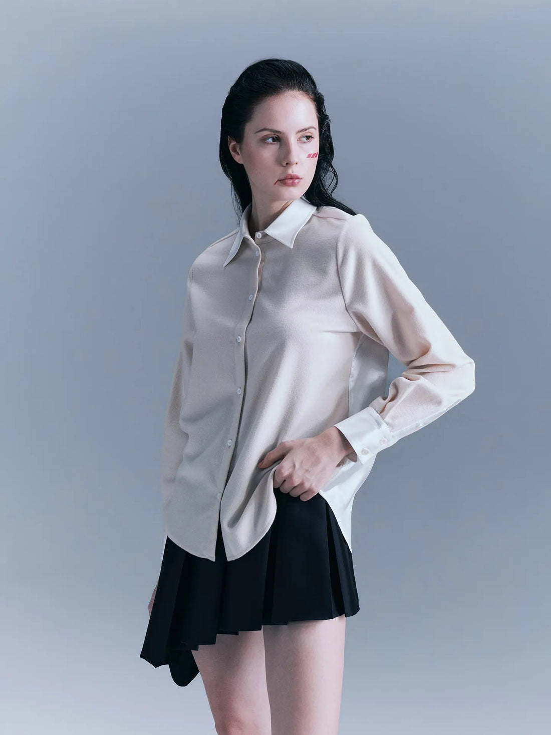 Flannelette and Acetate Paneled Shirt