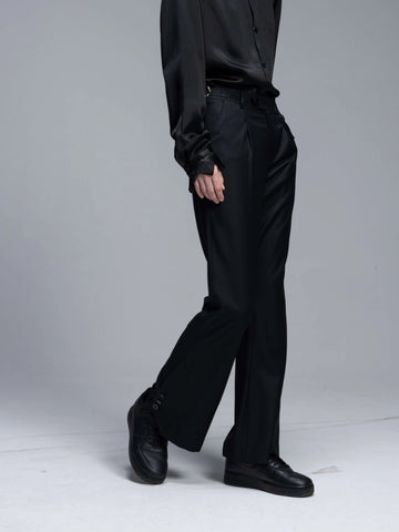 Wide-Leg Split Dress Pants
