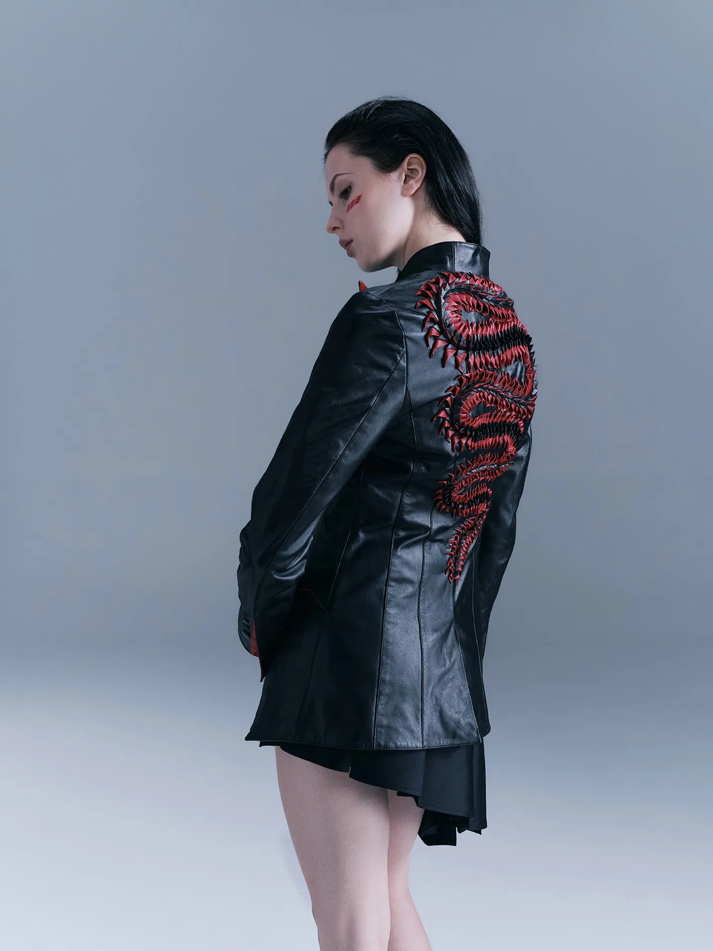 Snakeskin-patterned Handmade Leather Jacket