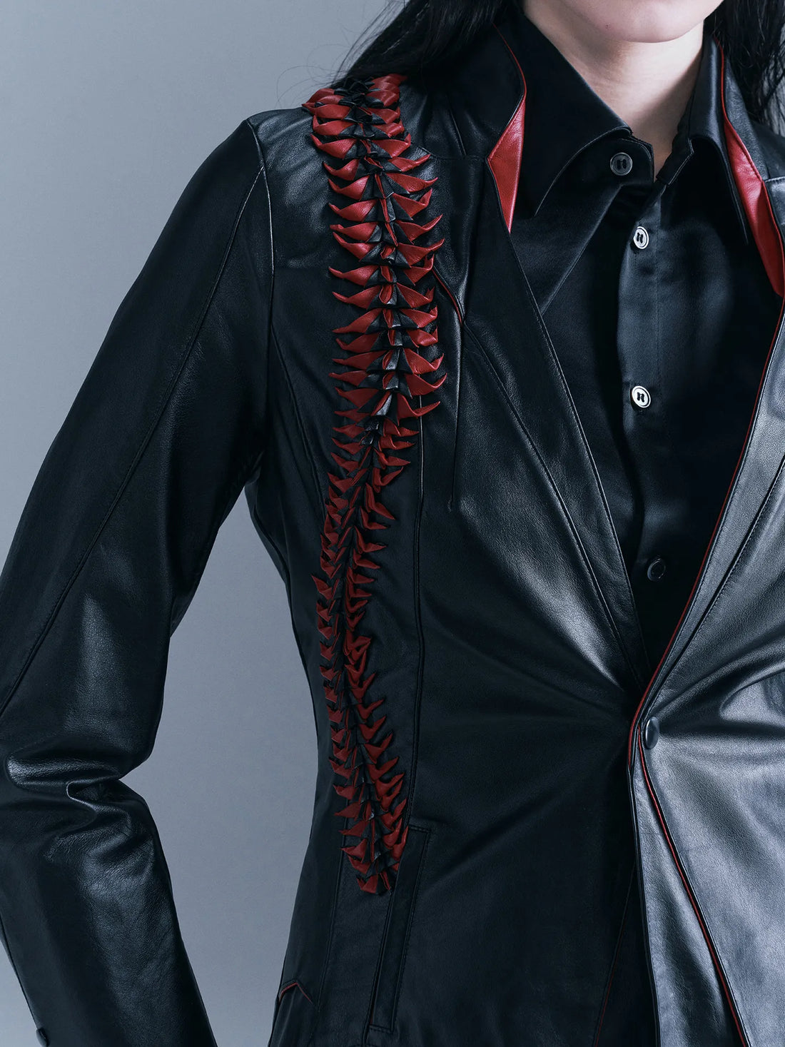 Snakeskin-patterned Handmade Leather Jacket