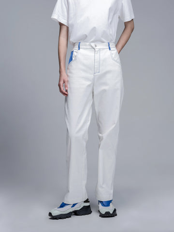 Color-Block Wide-Leg Split Jeans