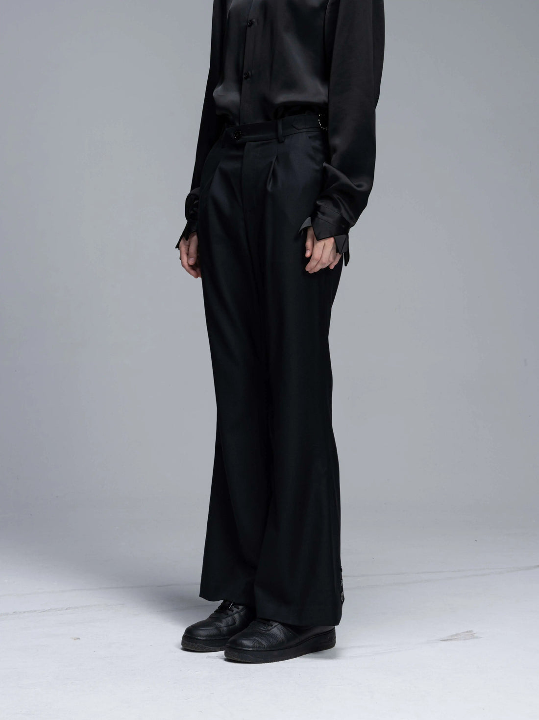 Wide-Leg Split Dress Pants