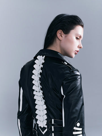 Human Skeleton Leather Jacket