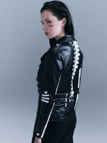 Human Skeleton Leather Jacket