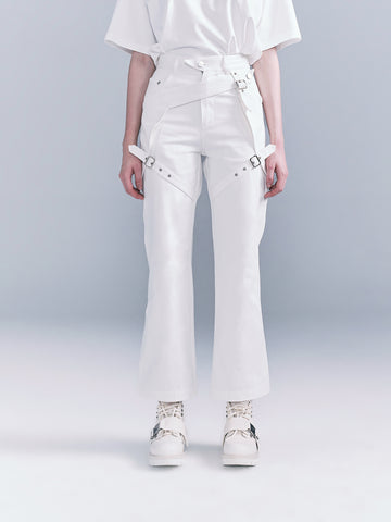Straps Stacked Biker Jeans