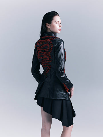 Snakeskin-patterned Handmade Leather Jacket