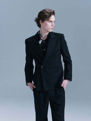 Houndstooth Layered-collar Blazer