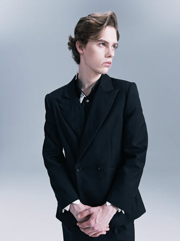 Houndstooth Layered-collar Blazer