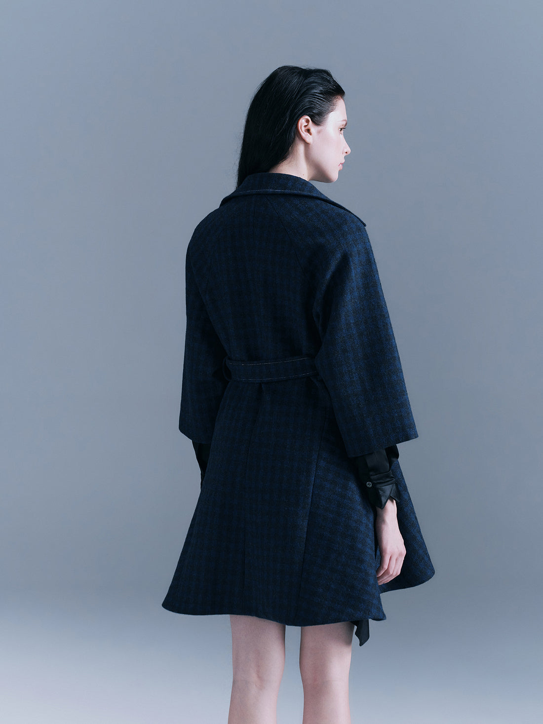 Checkered Kilted Trench Coat