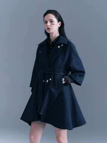 Checkered Kilted Trench Coat
